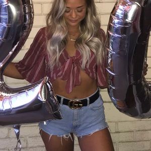 American eagle tie front cropped top